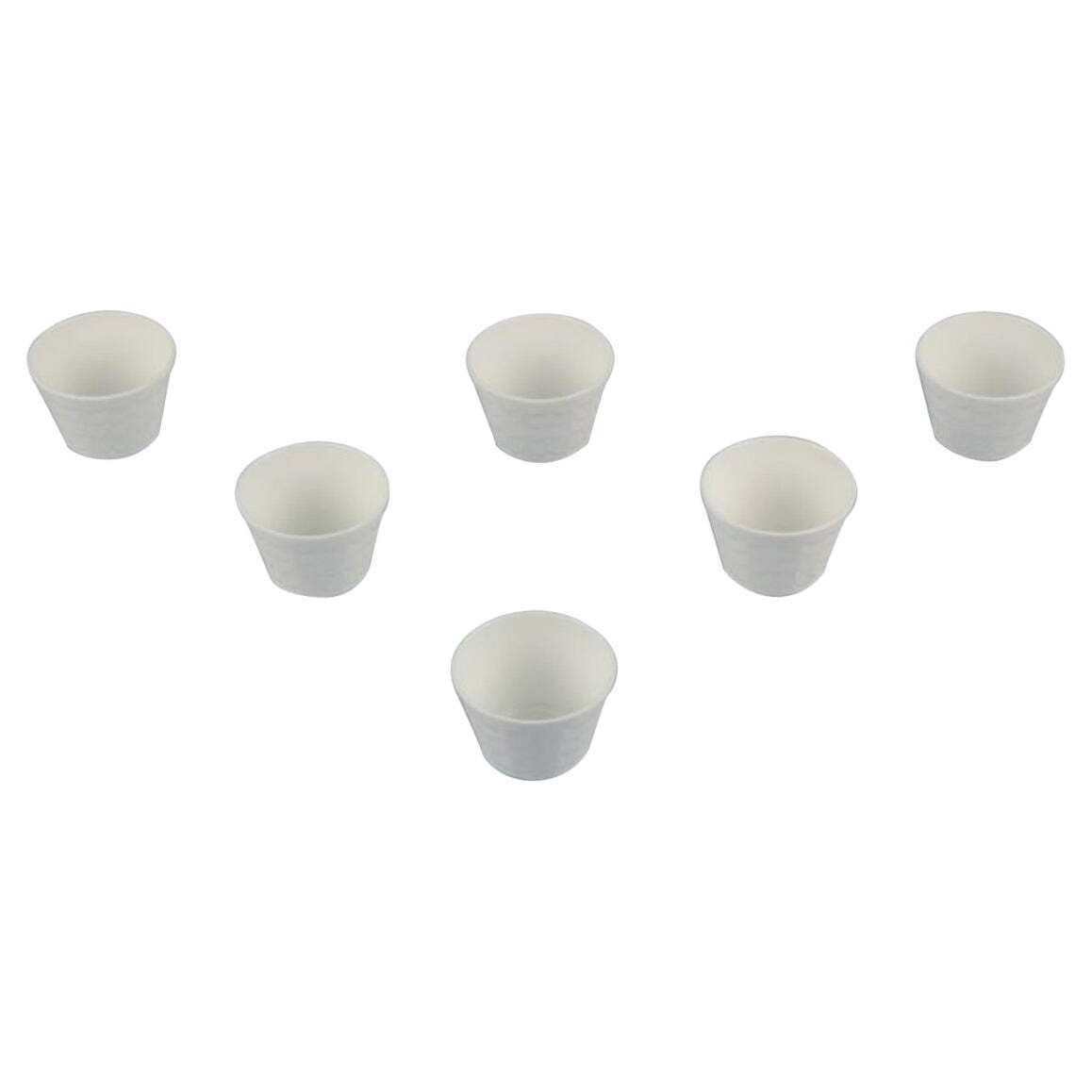 Wilhelm Kåge For Gustavsberg. Six White Porcelain Plant Pots. Swedish Design.