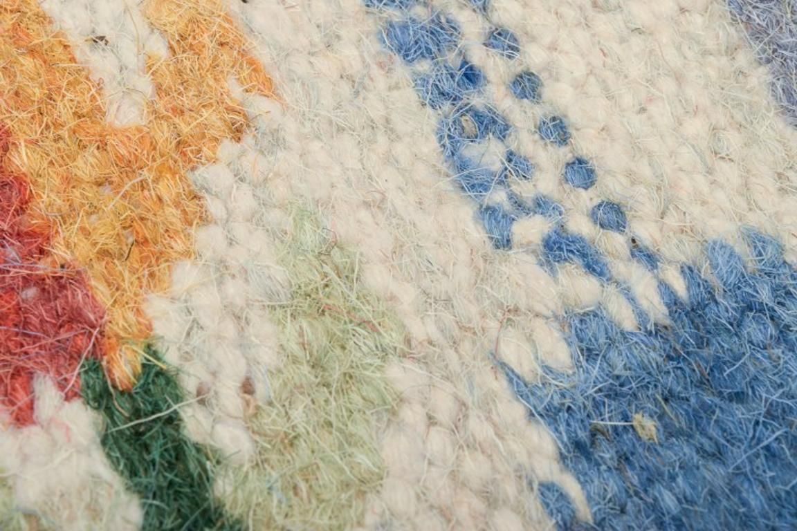 Swedish Handwoven Carpet In Pure Wool. Rölakan Technique. Mid 20th C. photo Textiles