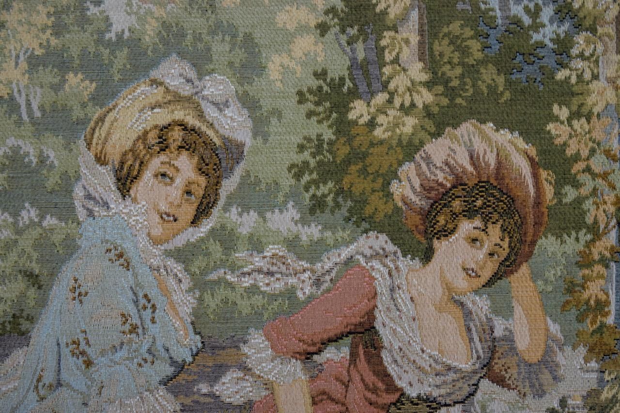 French Vintage Tapestry Gallant Scene By Jp Paris Panneaux Gobelins photo buy