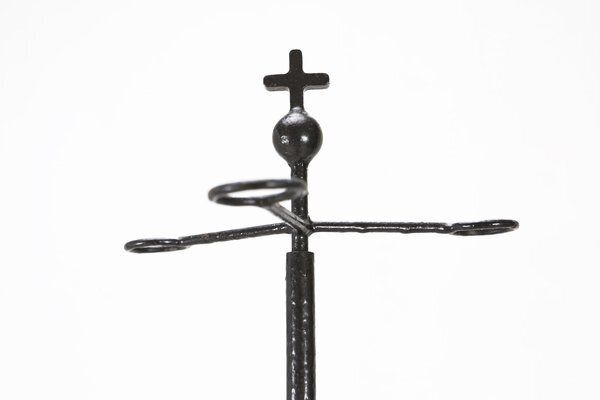 Large Antique Church Candleholder In Wood And Metal, France, 1900s photo for sale