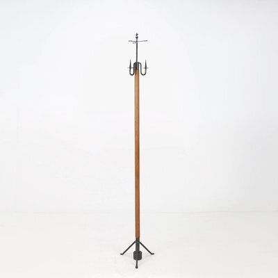 photo for sale Large Antique Church Candleholder In Wood And Metal, France, 1900s
