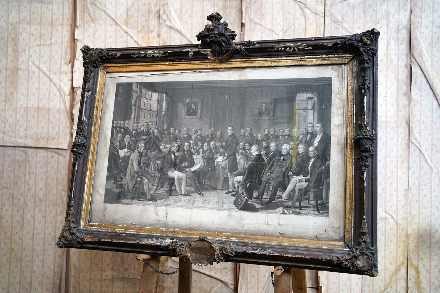 A Mid 19thc Engraving After John Rogers Herbert Ra (1810 1890); The Meeting Of The Council Of The Anti Corn Law League C.1847 photo furniture
