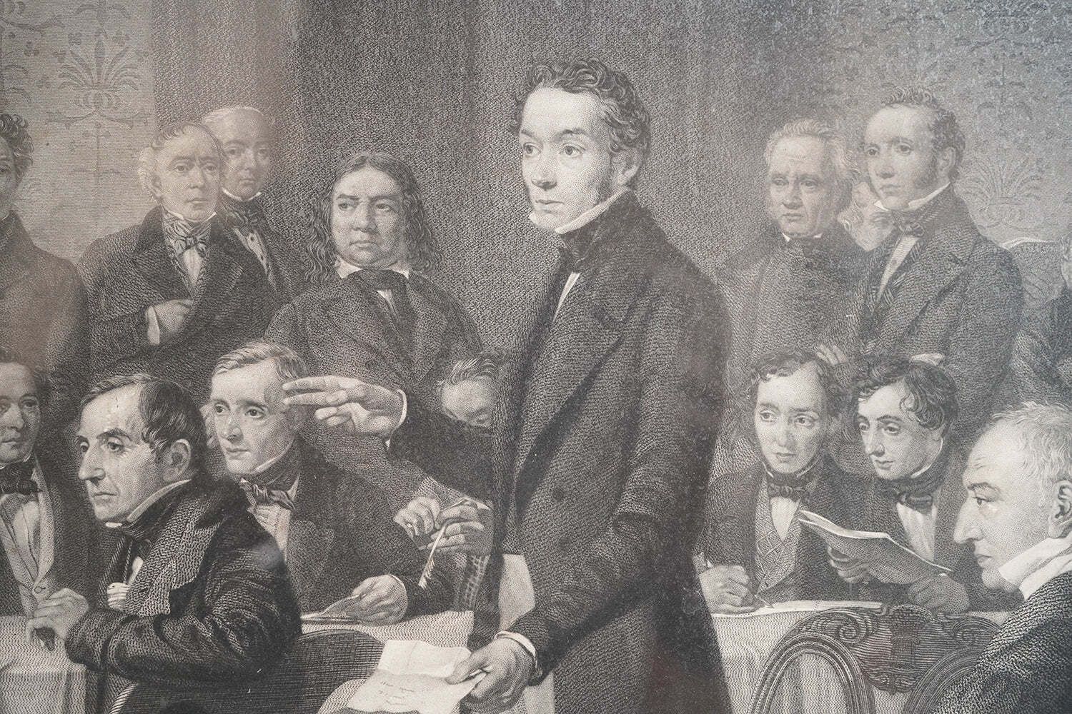 A Mid 19thc Engraving After John Rogers Herbert Ra (1810 1890); The Meeting Of The Council Of The Anti Corn Law League C.1847 photo buy