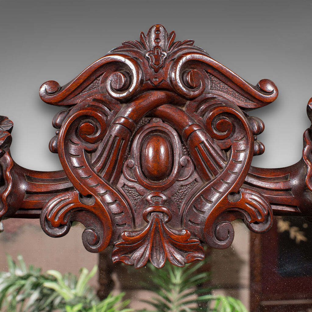 Antique Overmantle Mirror, English, Country House, Carved, Victorian, Circa 1900 photo 914.0