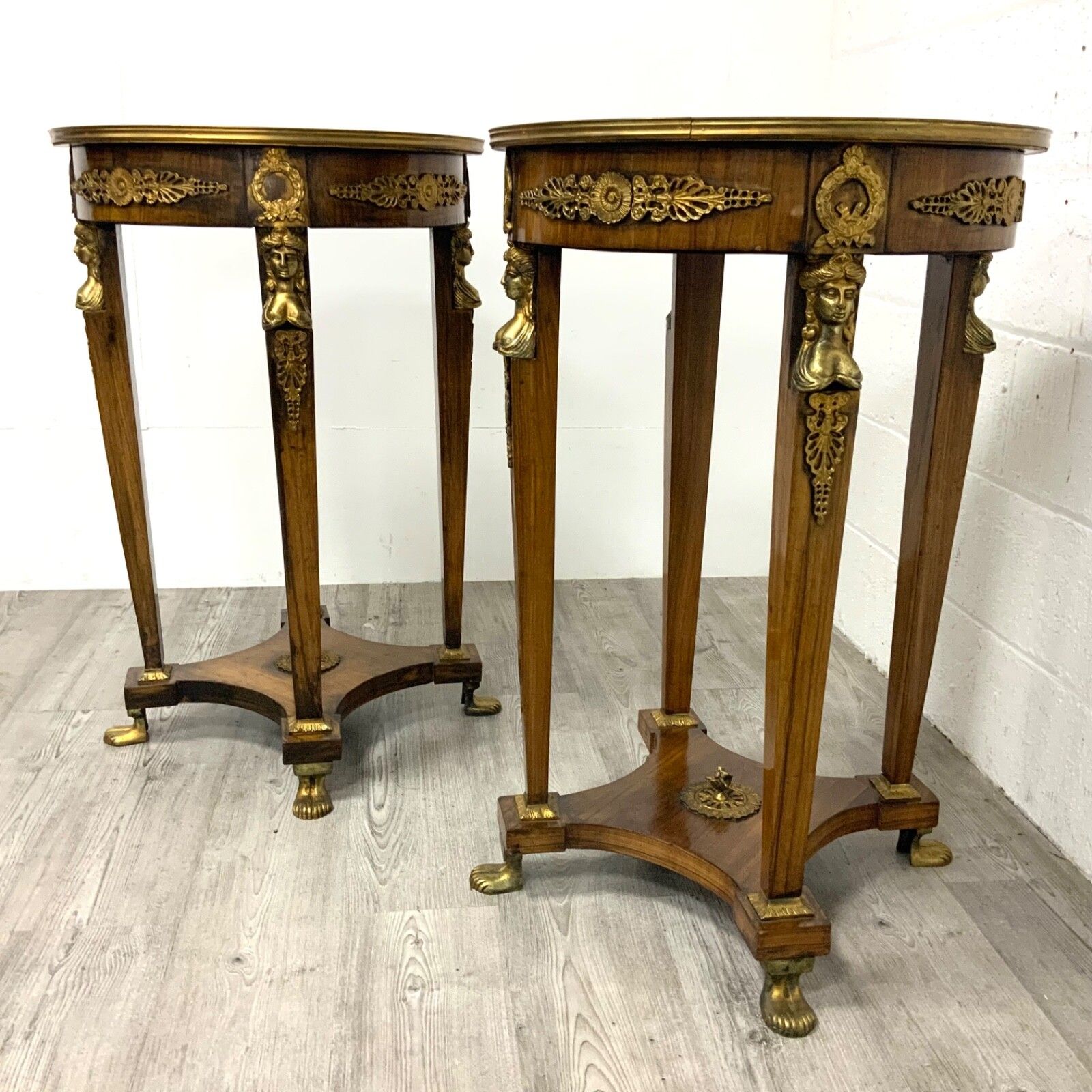 A Pair Of Louis XVI Style Gueridon Tables With Walnut Tops And Ormolu Decoration photo Furniture
