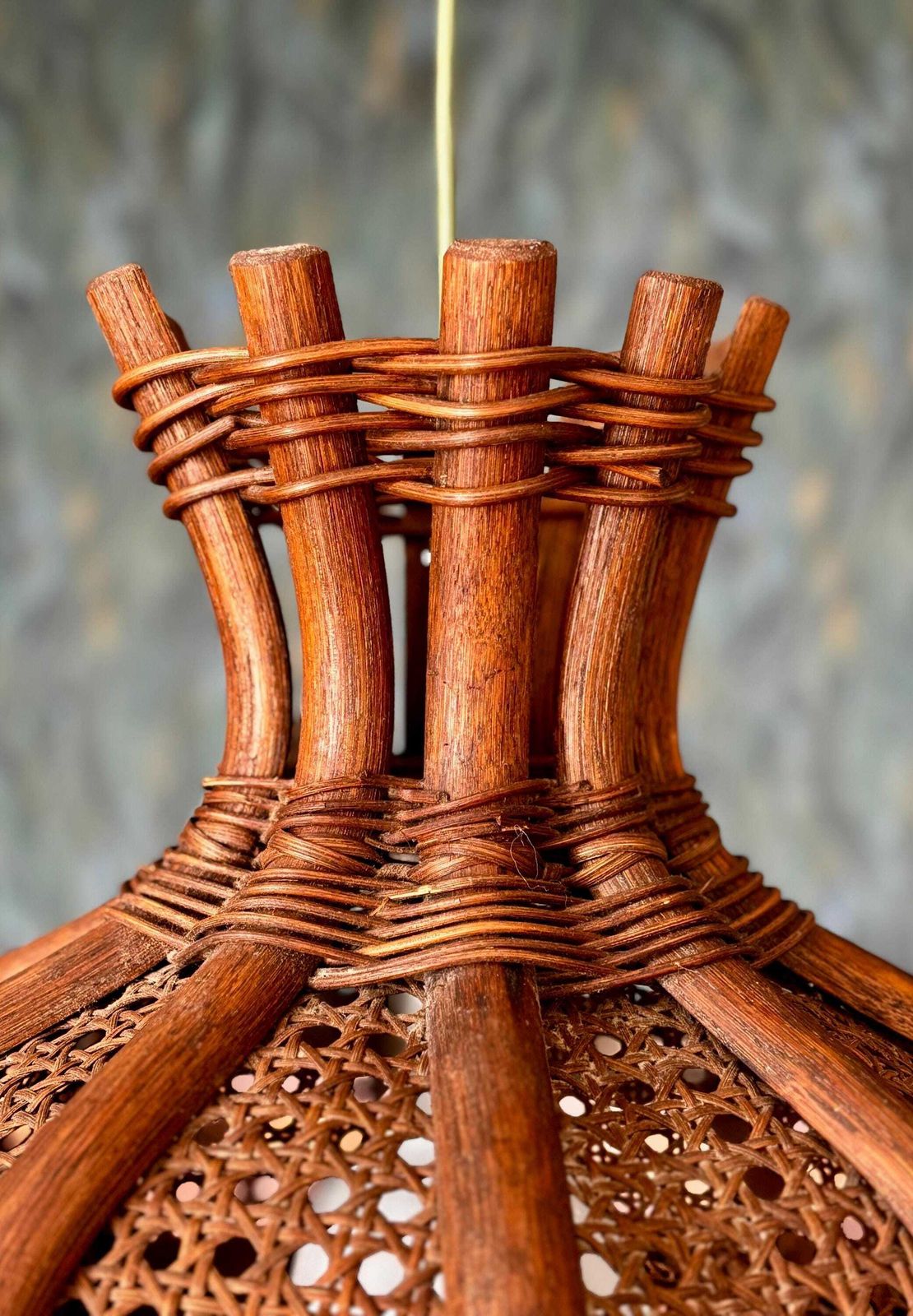 Bamboo And Rattan Chandelier, Italy, 1960s photo buy