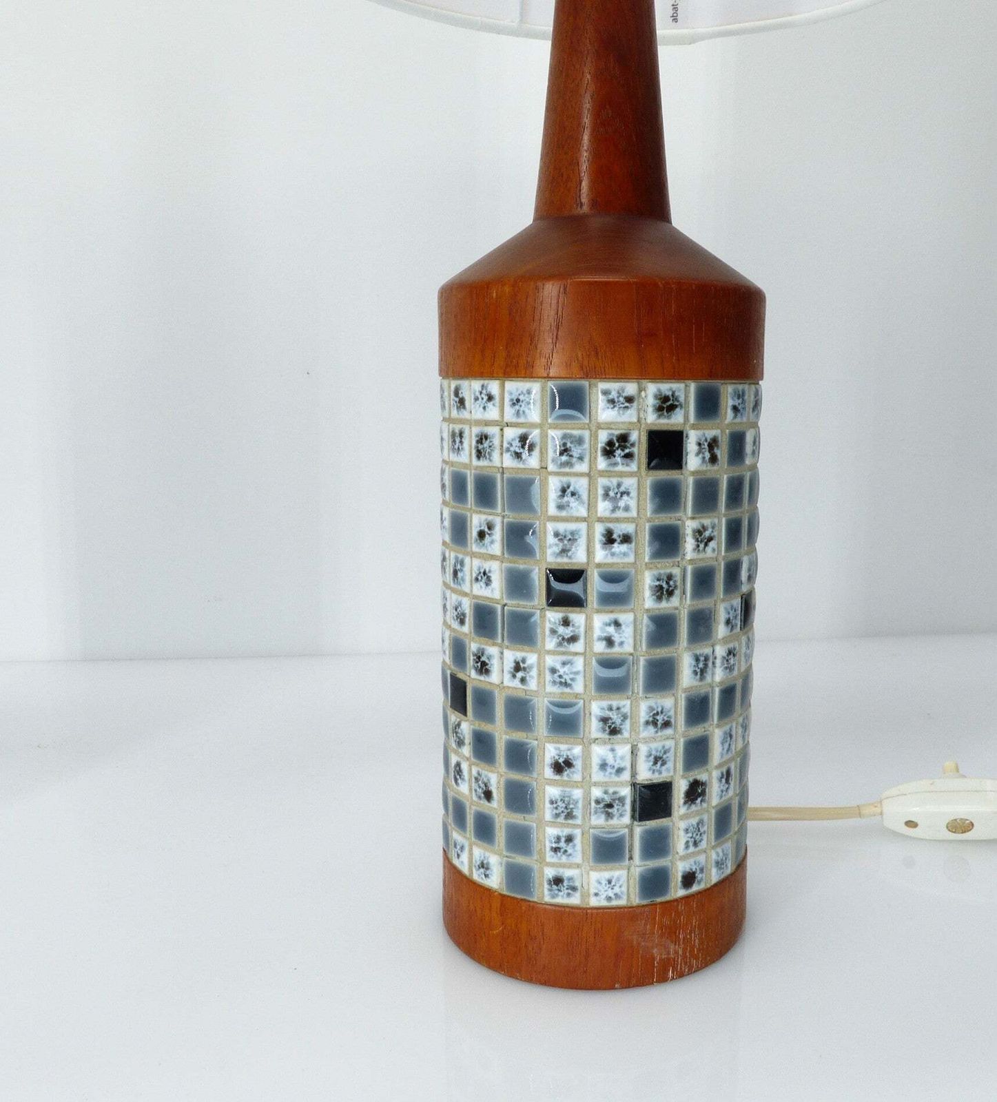 Pair Of Scandinavian Teak And Mosaic Table Lamps, Denmark 1960s photo Lighting