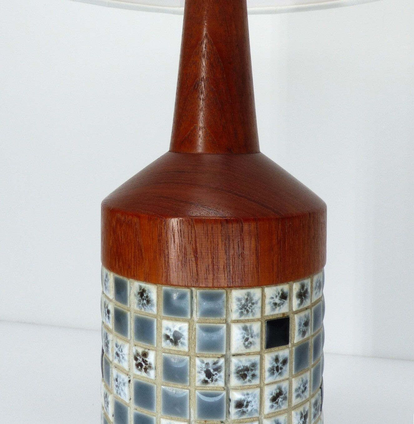 Pair Of Scandinavian Teak And Mosaic Table Lamps, Denmark 1960s photo 550.0