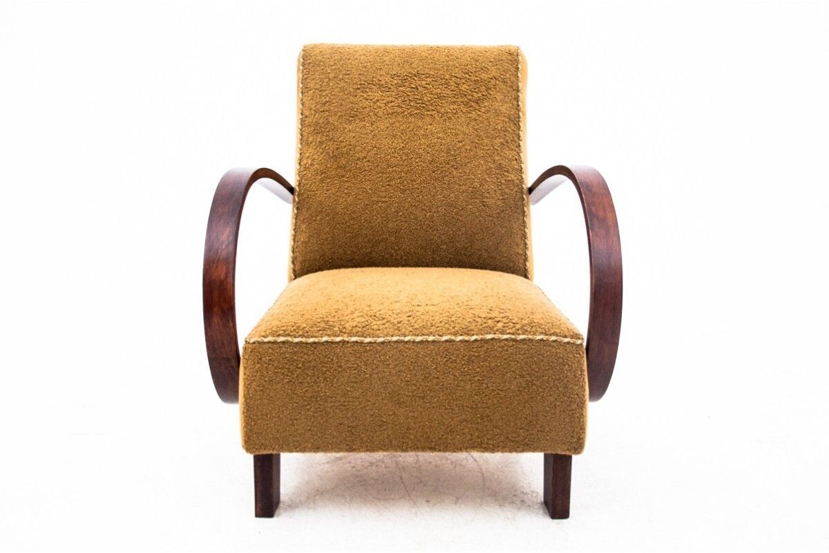 photo furniture Yellow Boucle Armchairs By J. Halabala, Czechoslovakia, 1930s