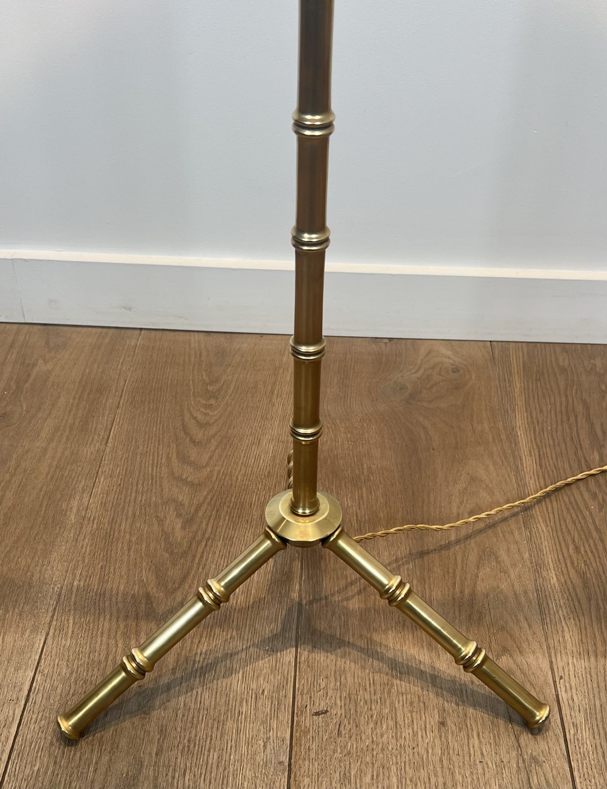 photo vinterior Pair Of Faux Bamboo Floor Lamps In Bronze And Brass By Jacques Adnet