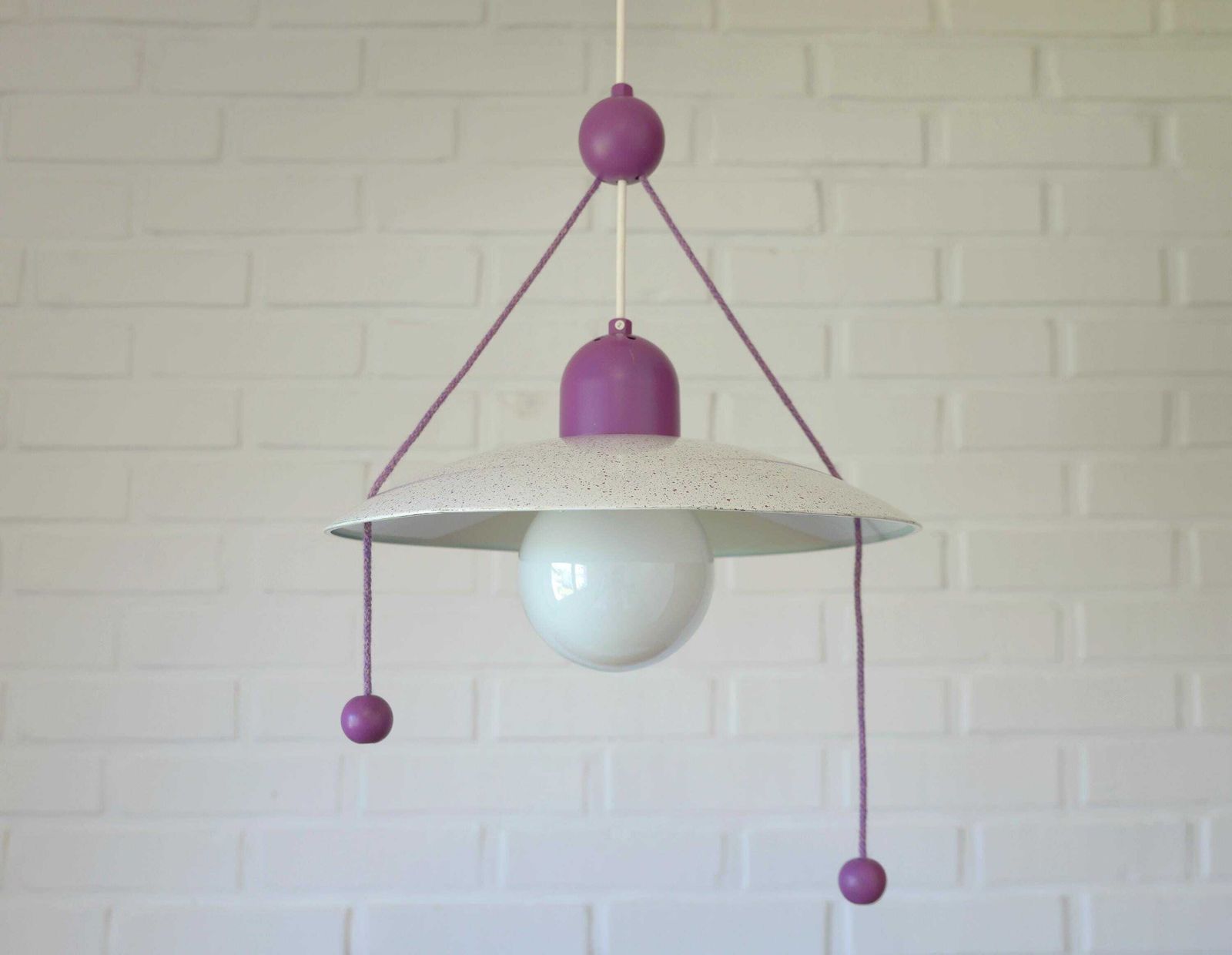 Vintage Pendant Light / Pop Art / Purple Ceiling Light / Kids Chandelier / Memphis Style / Y2k Style Lighting / Hanging Lamp 1990's