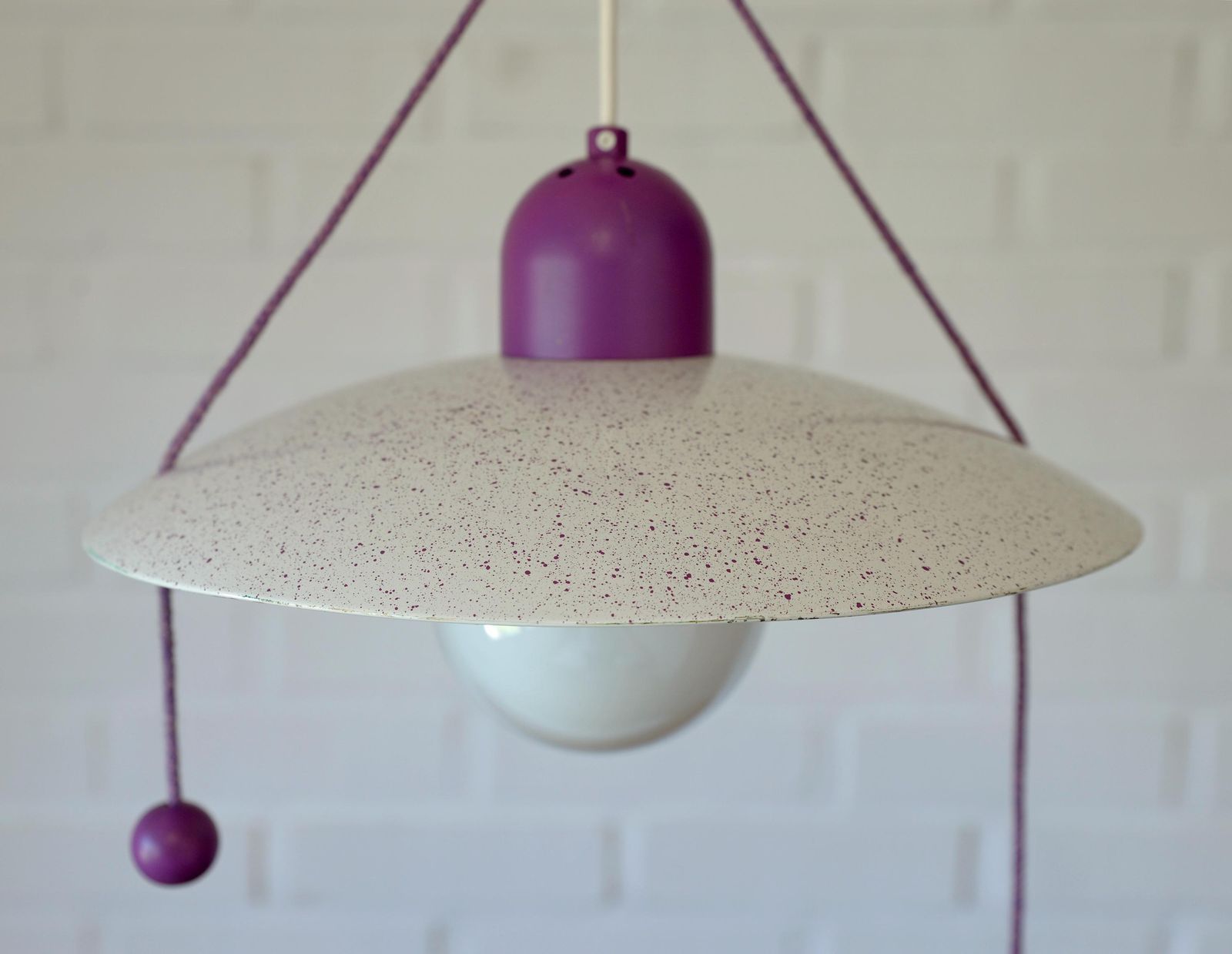 Vintage Pendant Light / Pop Art / Purple Ceiling Light / Kids Chandelier / Memphis Style / Y2k Style Lighting / Hanging Lamp 1990's photo Lighting