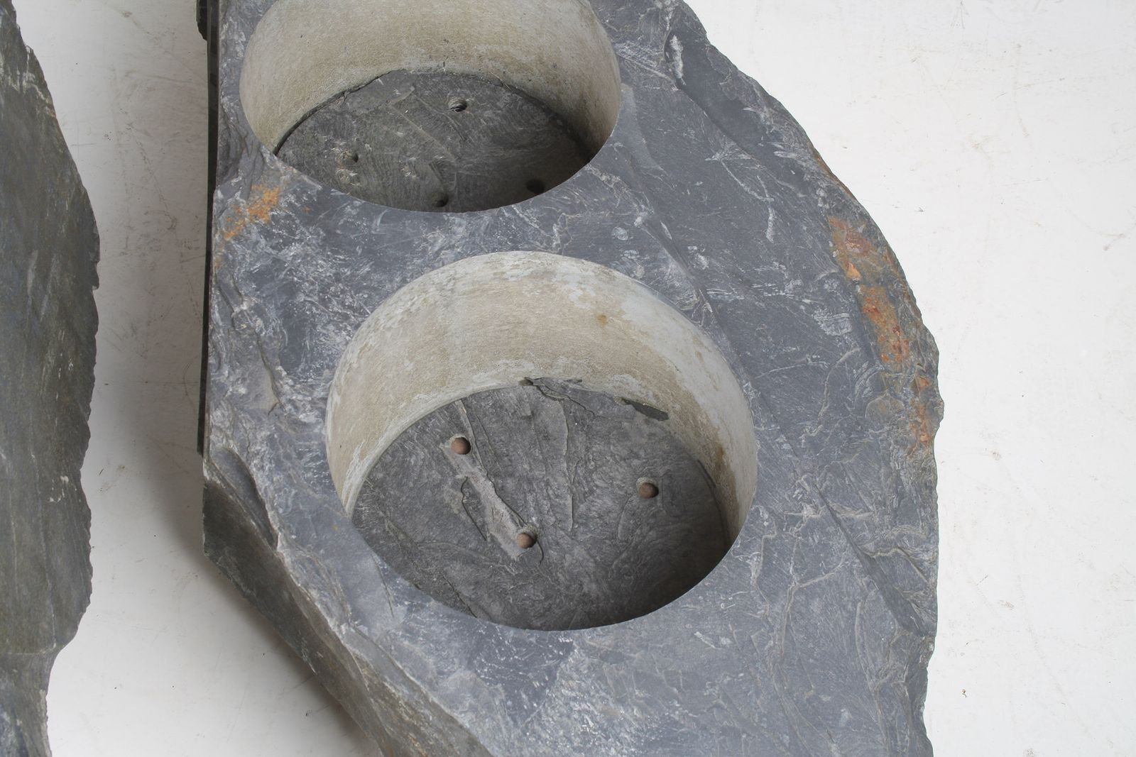 photo for sale A Pair Of Natural Wabi Sabi Stone Garden Planters – Welsh Slate