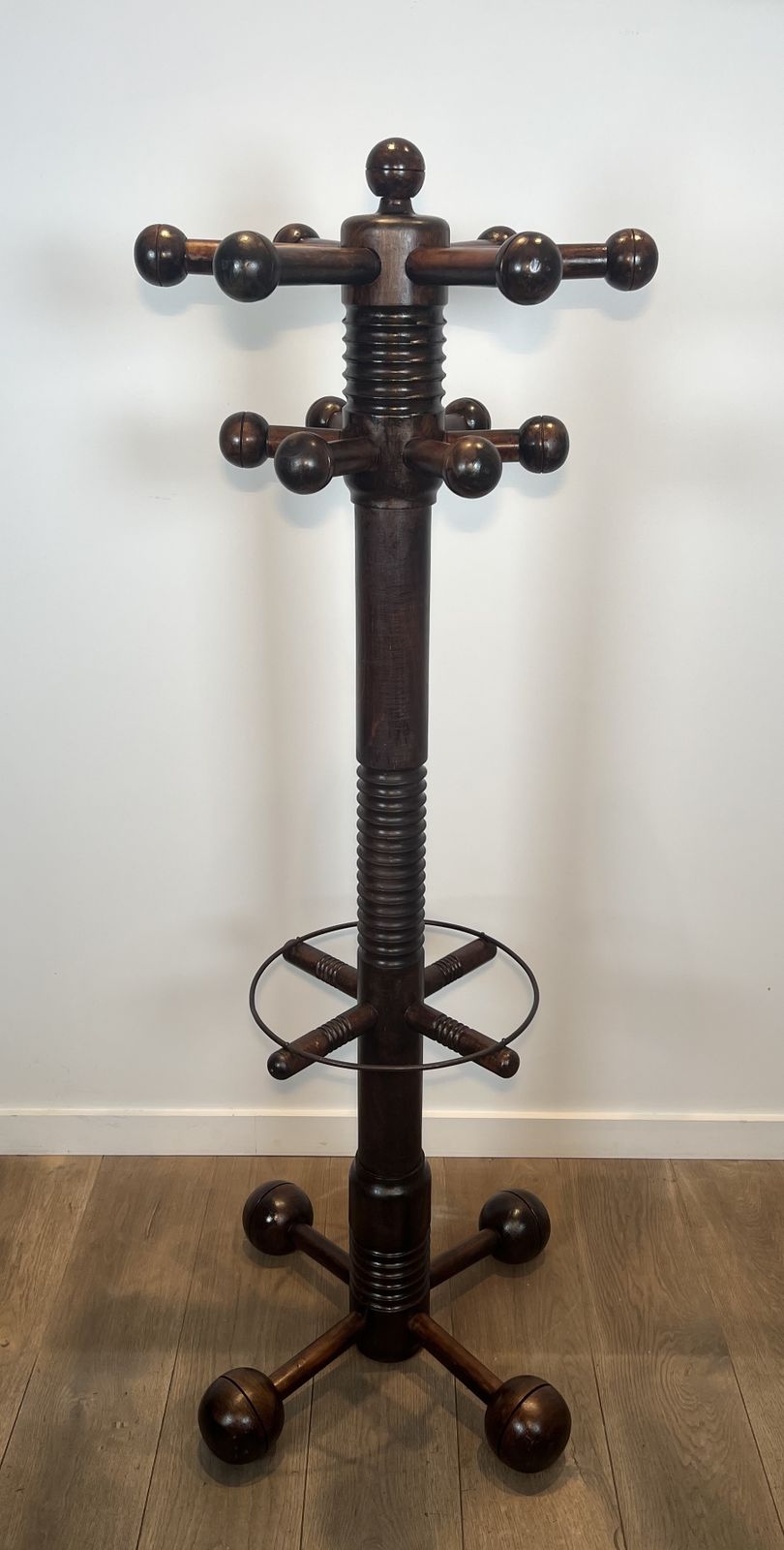 Brutalist Coat Rack In Carved Oak By Charles Dudouyt photo furniture