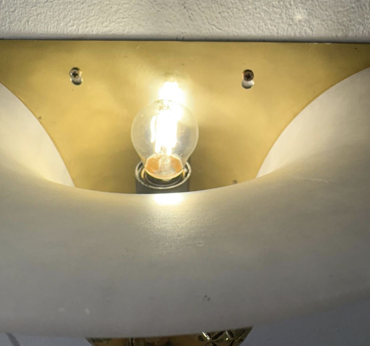 Mid Century Pair Of Snake Wall Lights, Brass And Alabaster, Italy, 1970s photo furniture