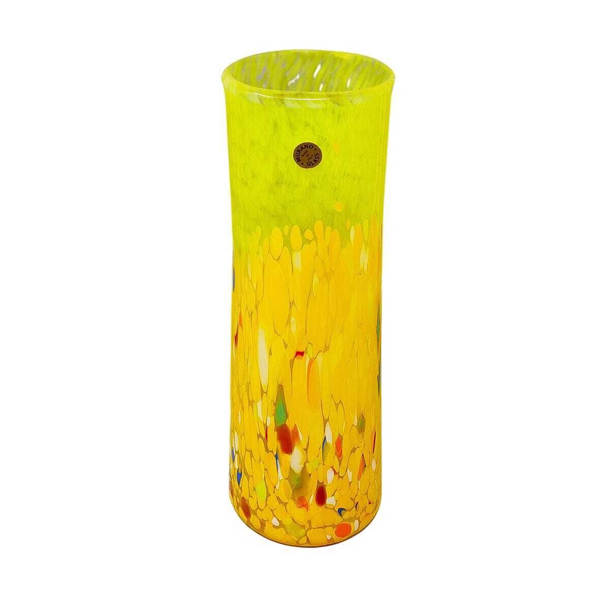 1970s Luxury Yellow Handrafted Vase In Murano Glass By Maestro Del Vetro. Made In Italy