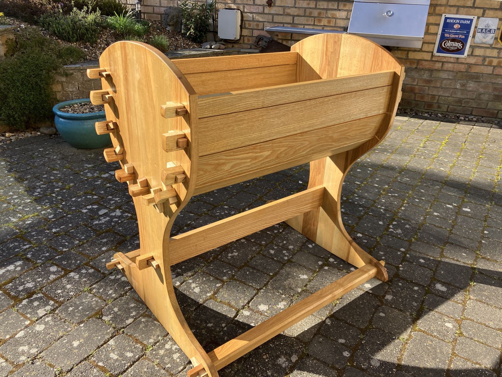 Solid Ash Rocking Cradle.  A Bespoke Commission In 1980, Used For 1 Baby Only. Will Flat Pack For Storage And Transportation. No Tools Required, Through Mortice &  Tenon Assembly. Excellent Condition. photo Furniture