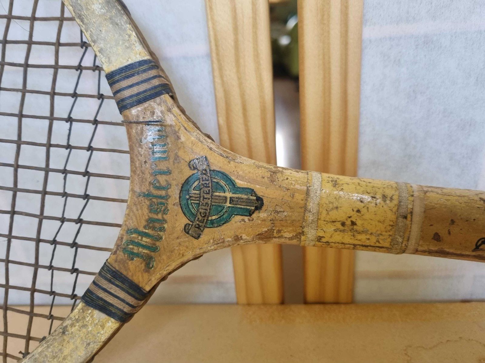 Antique Wooden Tennis Racket Slazenger England photo 85.0