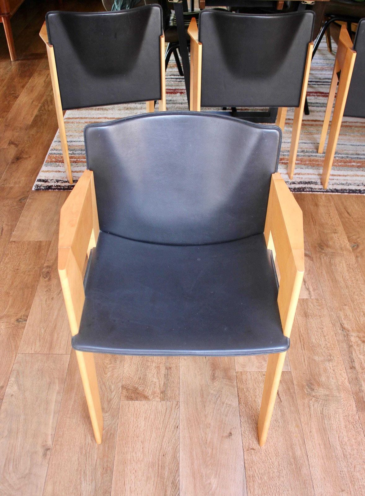 photo furniture Set Of 4 Leather Dining/Office Chairs By Arnold Merckx For Arco