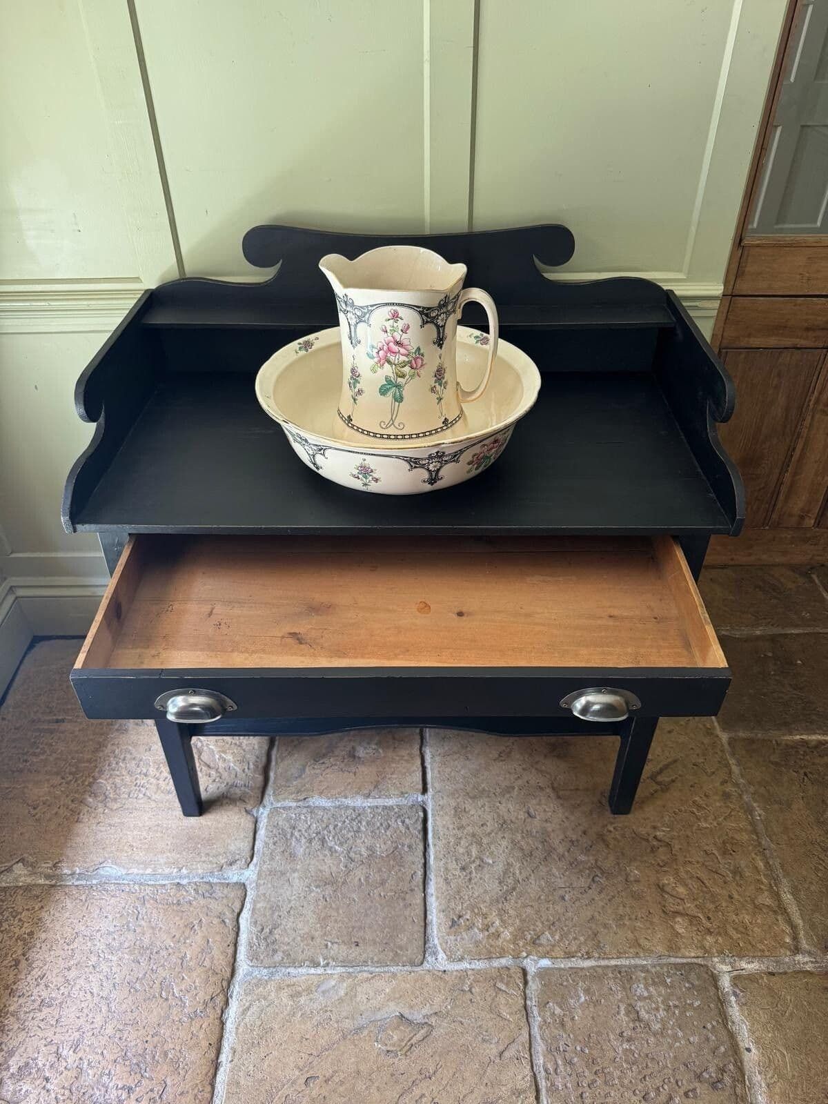 photo for sale Antique Rustic Pine Washstand Vanity Unit Side Console Table