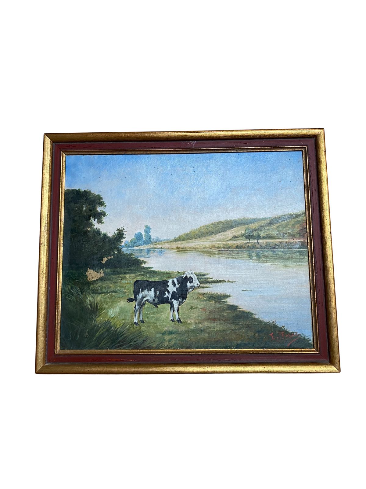 Cow By A River   French School, Late 19th Century