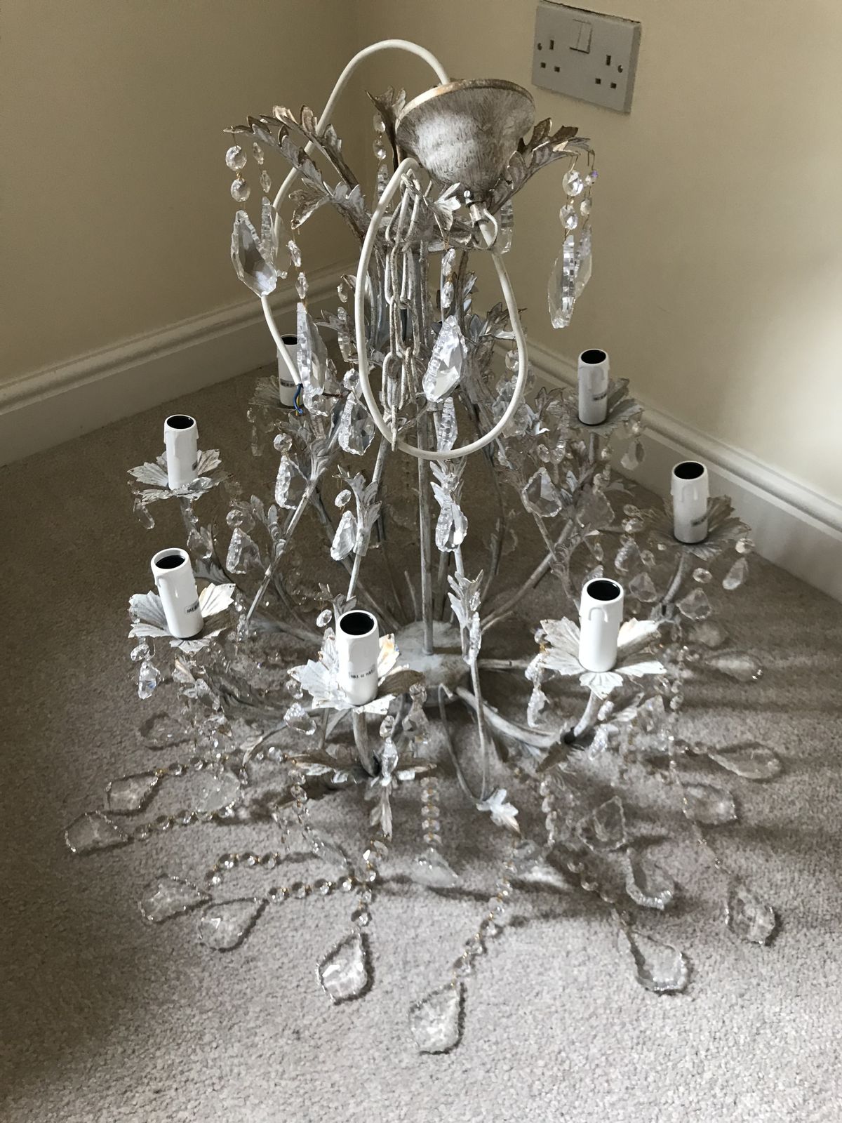 Custom Crystal Chandelier   White Gold Antique Finish photo 400.0