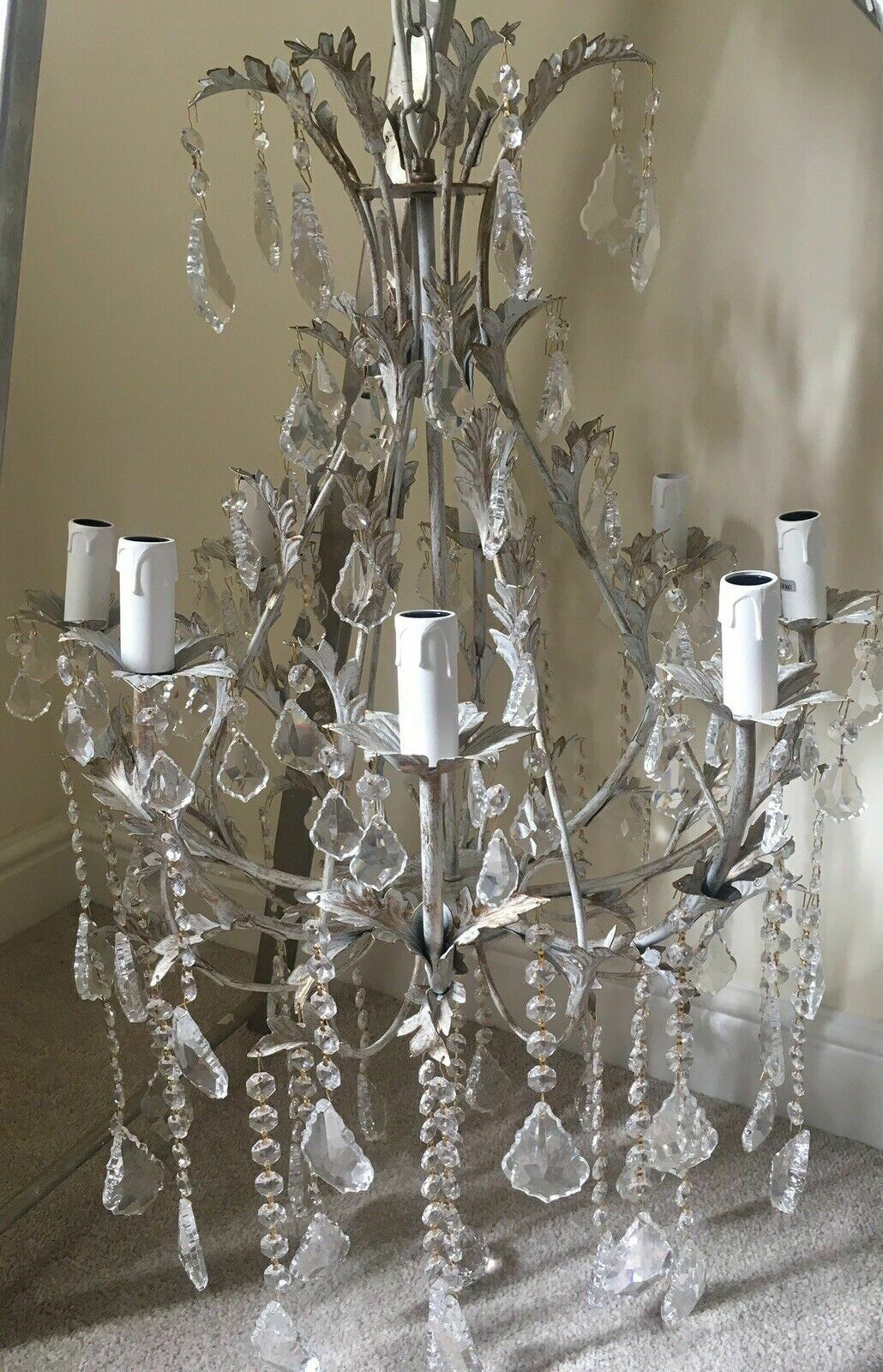 photo buy Custom Crystal Chandelier   White Gold Antique Finish