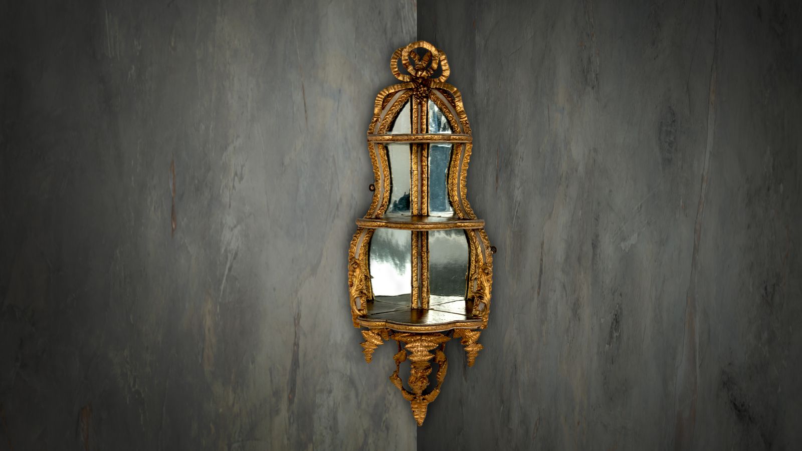 A Fabulous Pair Of French Gesso Corner Shelves photo vinterior