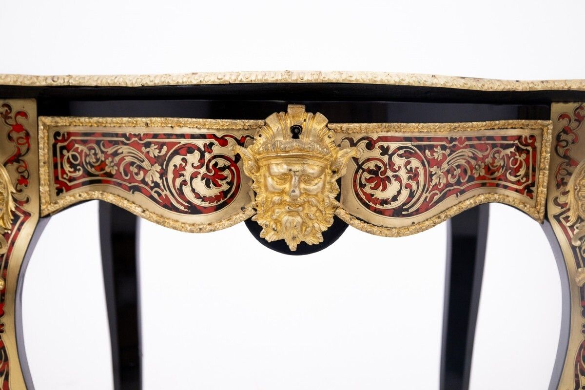 photo vintage Antique Boulle Style Table, France, Mid 19th Century. After Renovation.