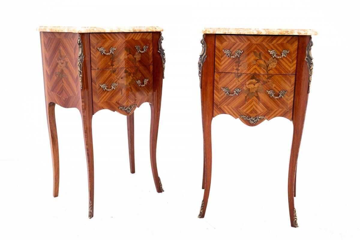 Antique Bedside Tables With Stone Top, France, Circa 1910. photo furniture