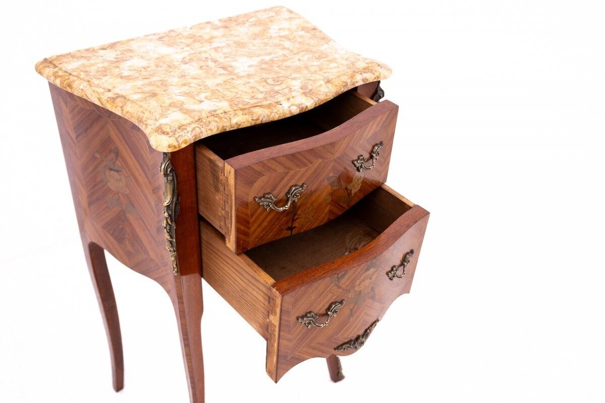 photo furniture Antique Bedside Tables With Stone Top, France, Circa 1910.