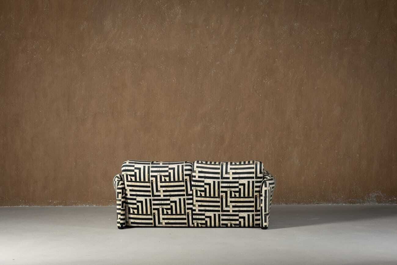 photo for sale Sale ! Vintage Maralunga Two Seater Sofa By Vico Magistretti For Cassina (1970) In Myth Velvet
