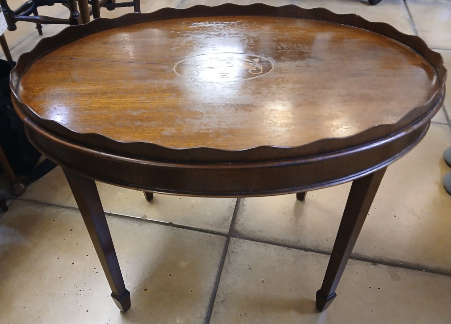 Edwardian Sheraton Revival Tray Top Occasional Table photo vintage