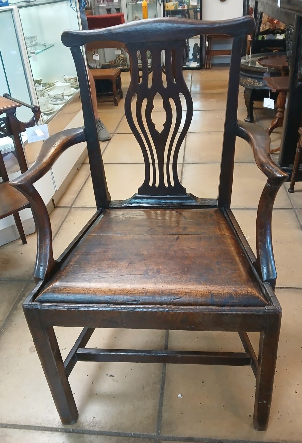 Unique & Rare Antique George III Oak Country Arm Chair Circa 1730 photo furniture