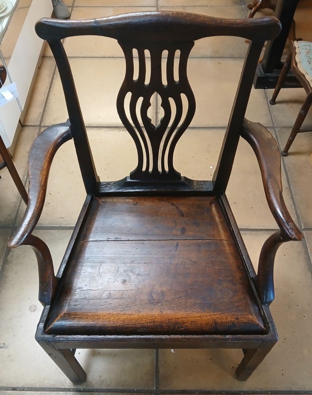 Unique & Rare Antique George III Oak Country Arm Chair Circa 1730 photo for sale
