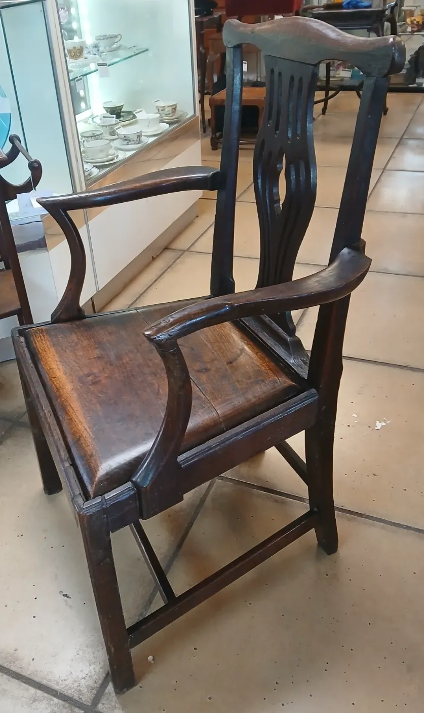 Unique & Rare Antique George III Oak Country Arm Chair Circa 1730 photo 295.0