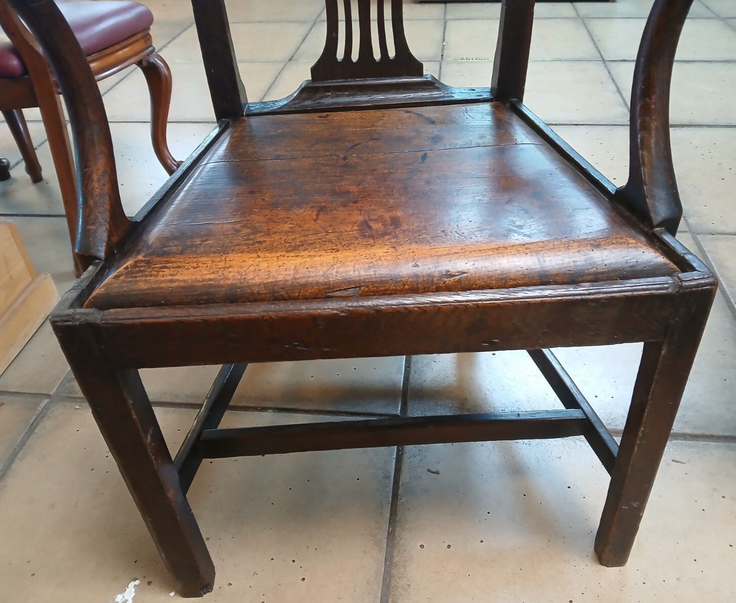 Unique & Rare Antique George III Oak Country Arm Chair Circa 1730 photo vintage
