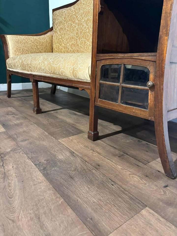 photo buy Edwardian Walnut Upholstered Settee