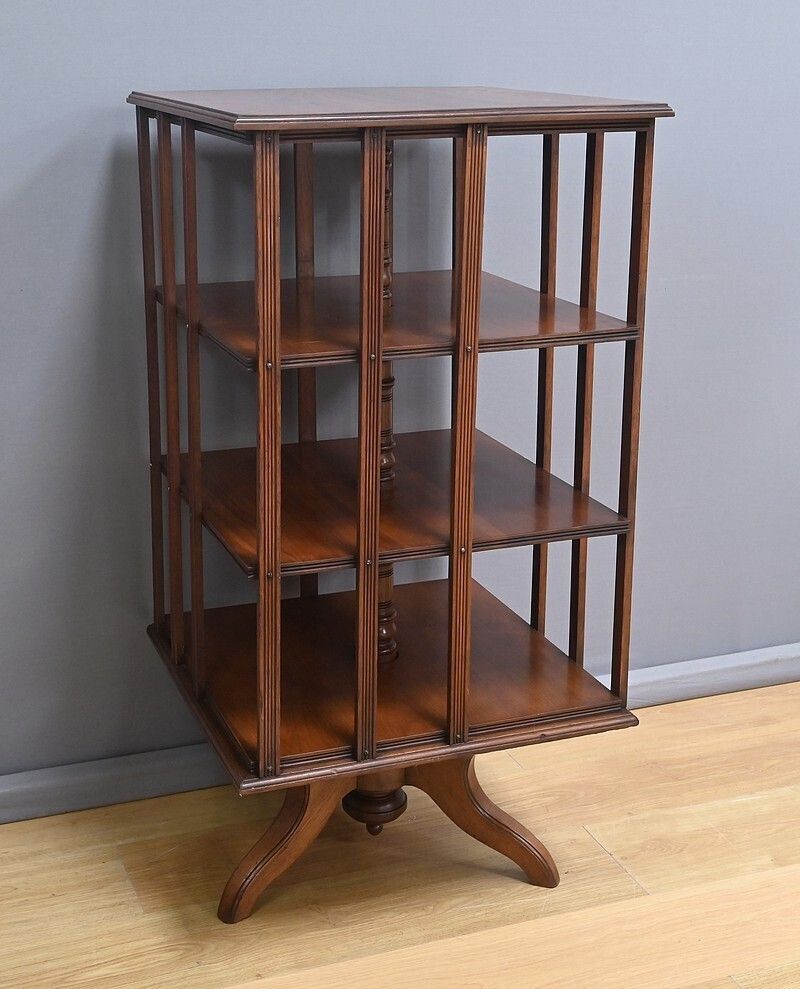 Large Revolving Bookcase In Solid Mahogany – Late 19th Century photo furniture