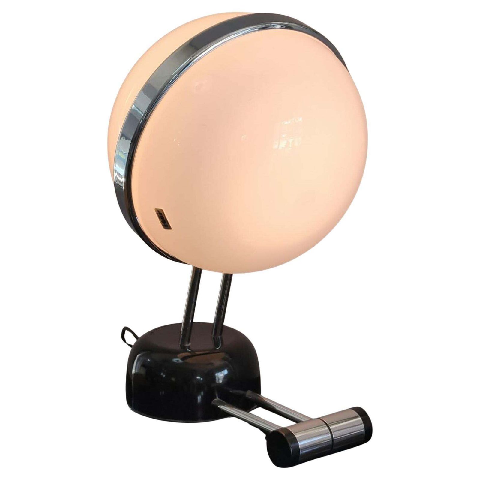 Mid Modern Century Touch Dimmer Opaline Glass Lamp 1971 Italian Iter Elettronica