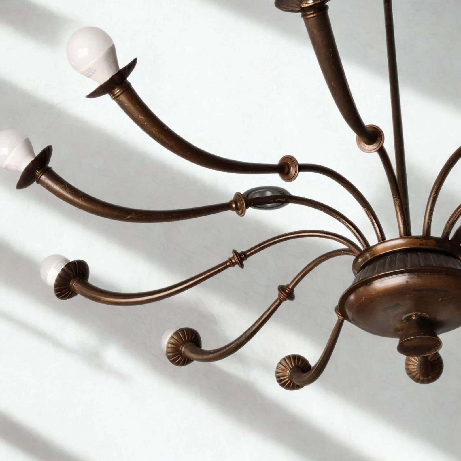 1950s Azucena Mid Century Modern Brass 12 Light Chandelier By Caccia Dominioni photo furniture