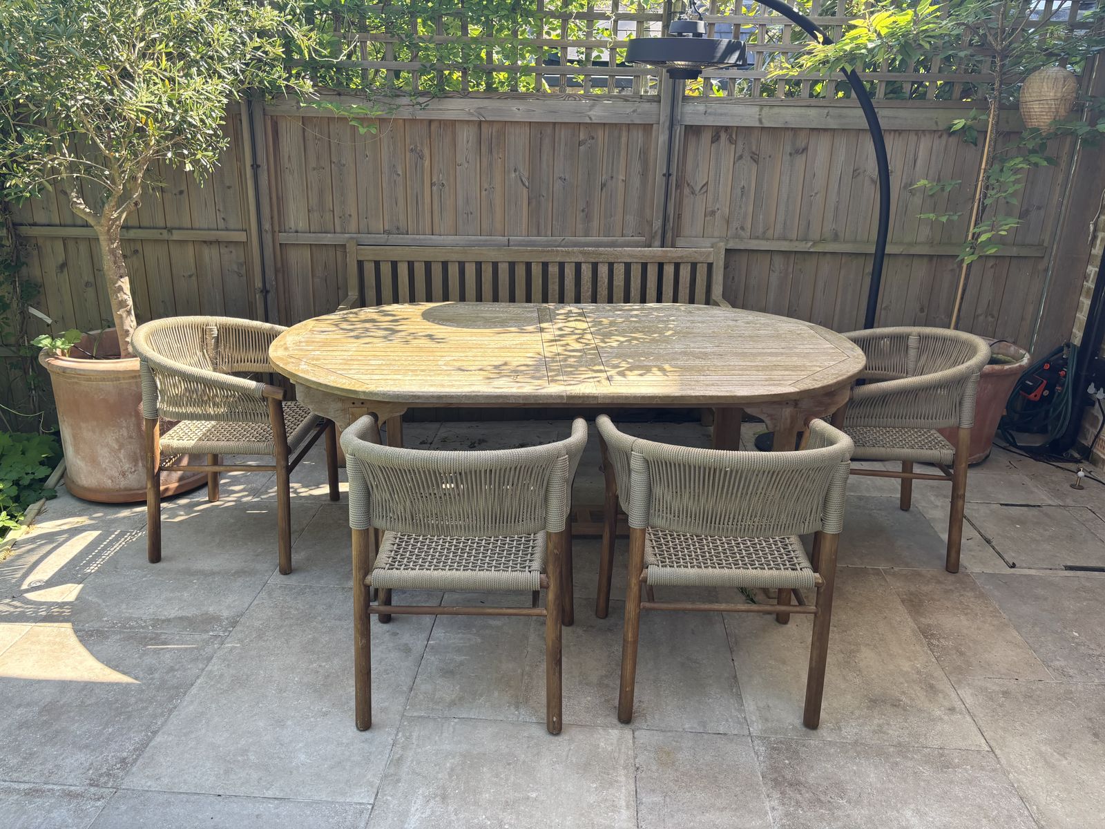 6x Garden Chairs With Armrests, Made From Acacia Wood photo for sale