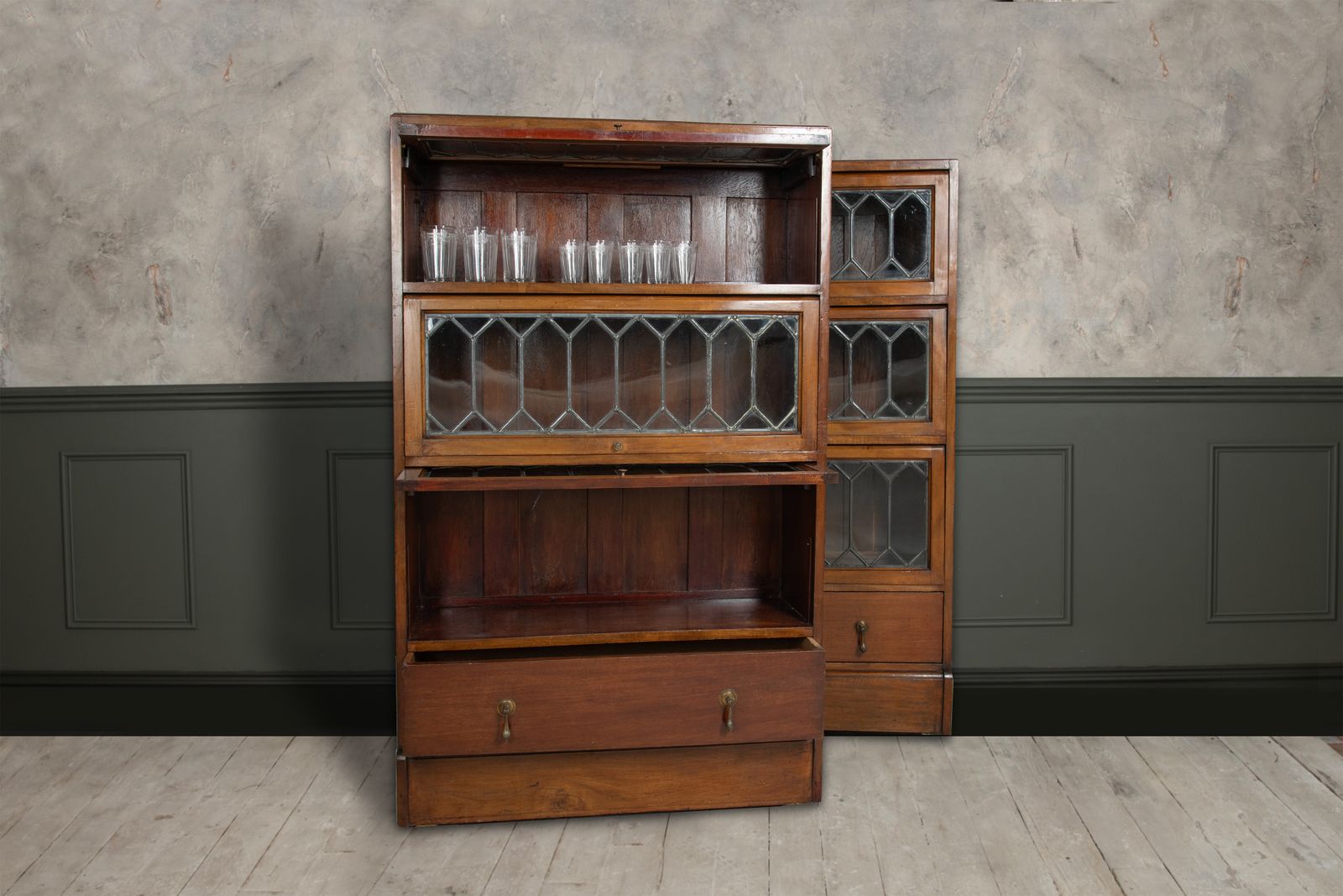 An Attractive Pair Of Early C20th Oak Globe Wernicke Style Bookcases