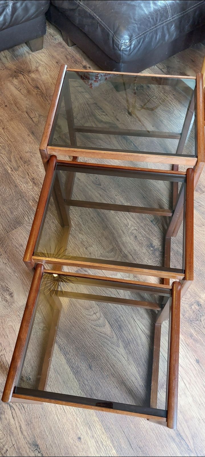 Retro 1960 Afromosia Teak & Glass Nest Of Tables photo for sale