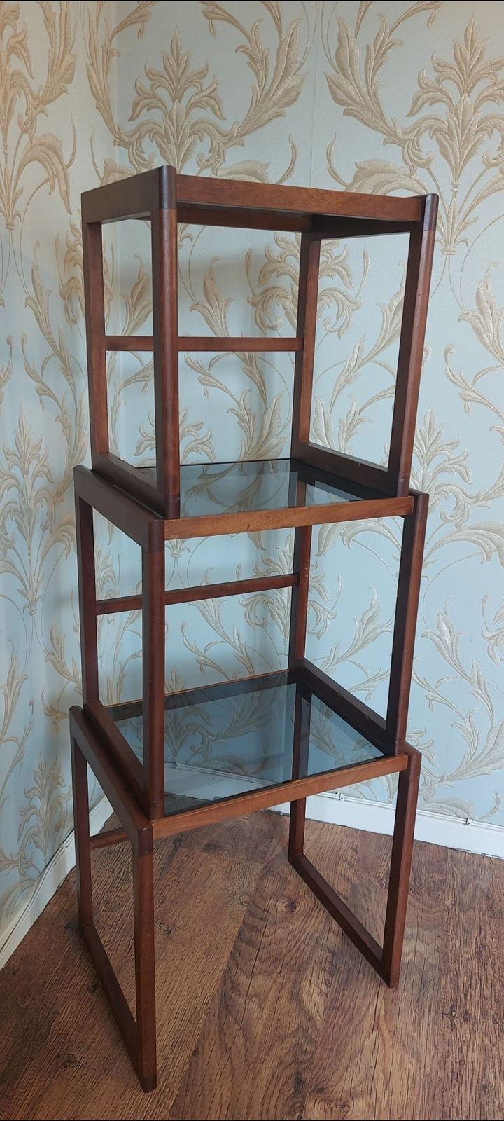 photo for sale Retro 1960 Afromosia Teak & Glass Nest Of Tables