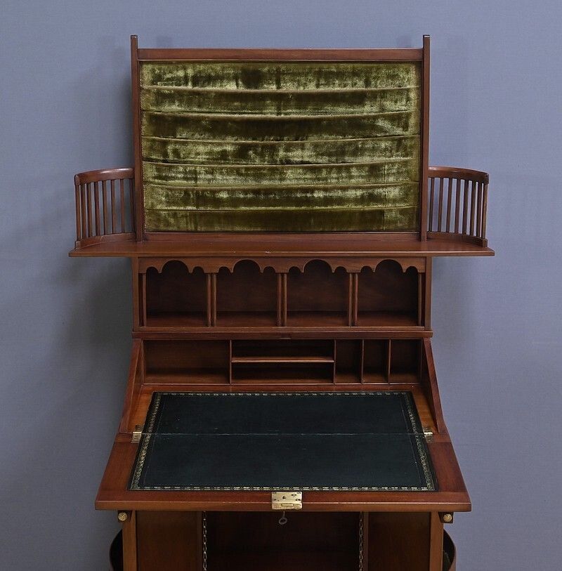 Rare English Mahogany Bonheur Du Jour, Lazarus & Cie, Calcutta – 2nd Half Of The 19th Century photo vinterior