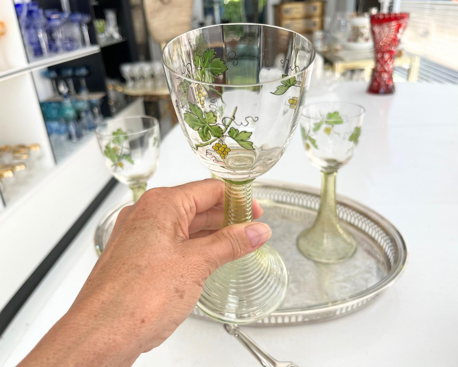 Theresienthal Wine Glasses Grapes | 4pcs | Trumpet Hollow Voice photo buy