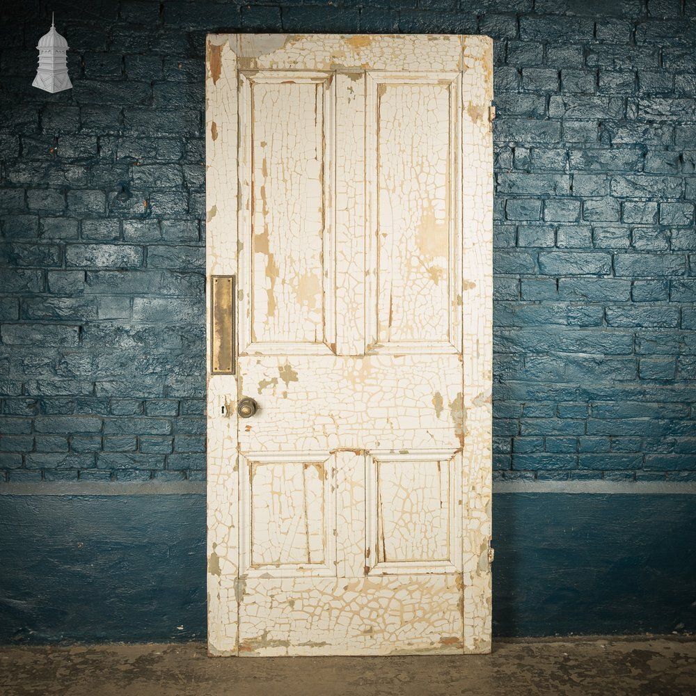 photo furniture Reclaimed 4 Panel Door – Cracked White Paint