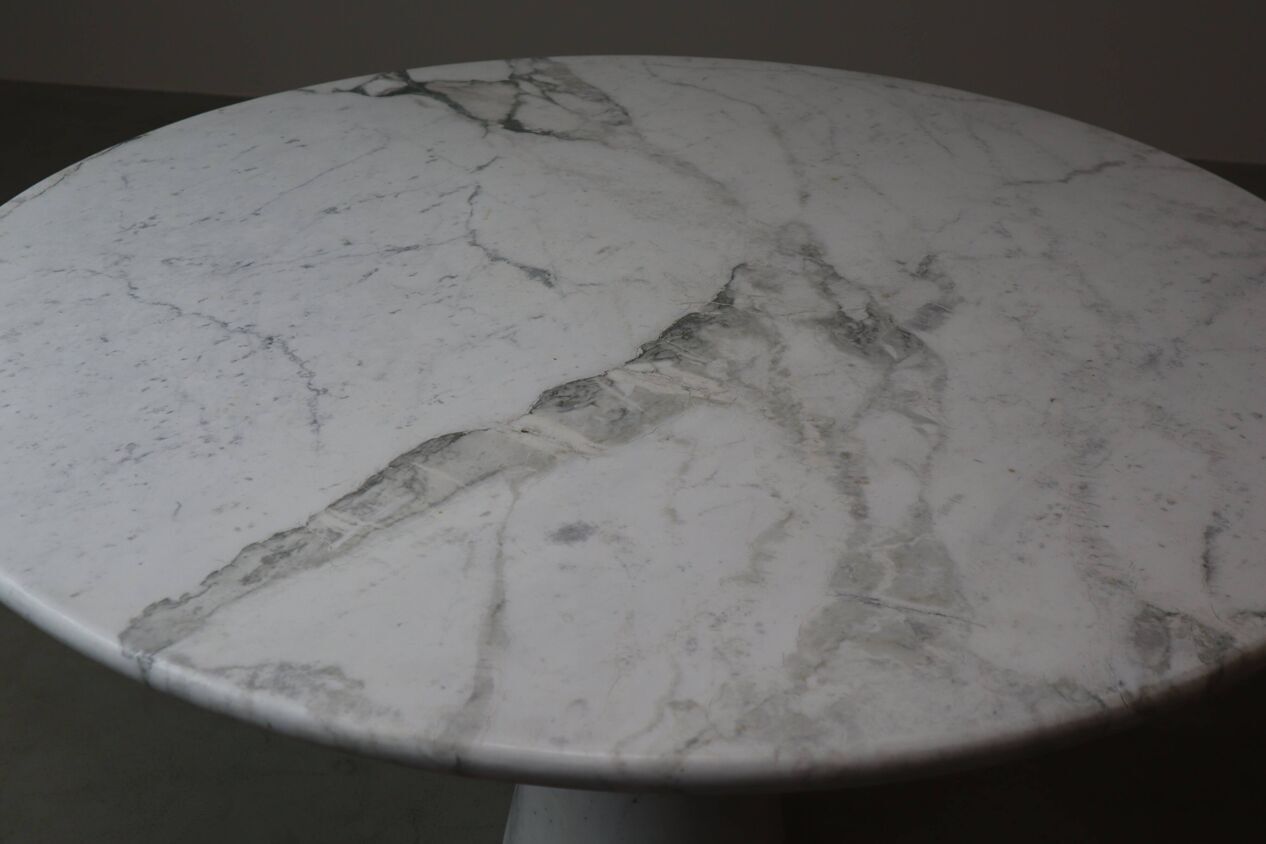 photo for sale Angelo Mangiarotti “M1” Dining Table In Solid Carrara Marble