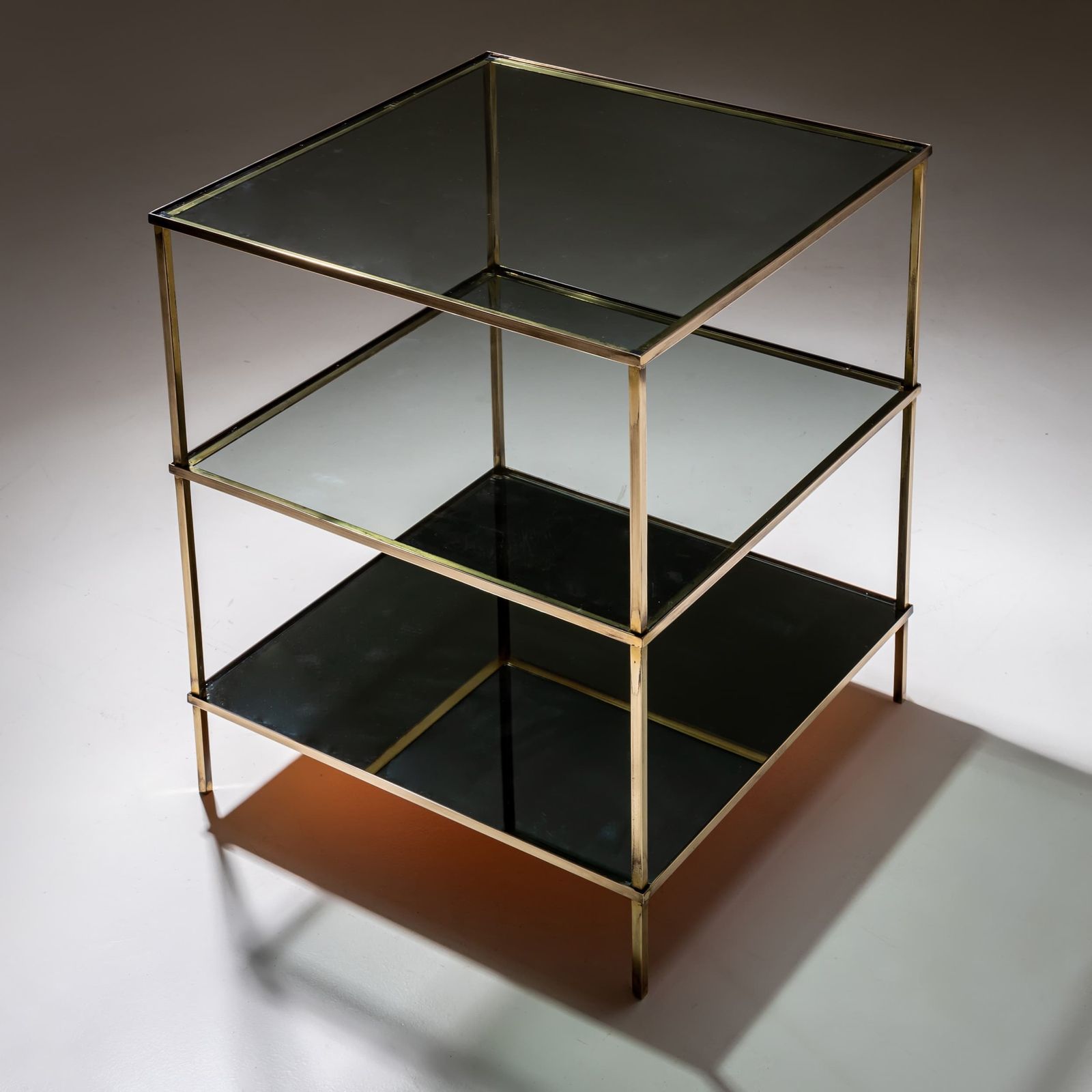 Side Table Made Of Glass And Brass, Mid 20th Century photo vinterior